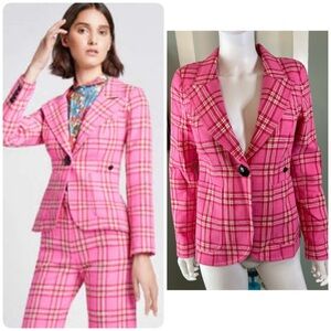 Smythe Duchess Patch Pocket Tonal Pink Plaid Blazer Jacket XSmall XS 0 Suit